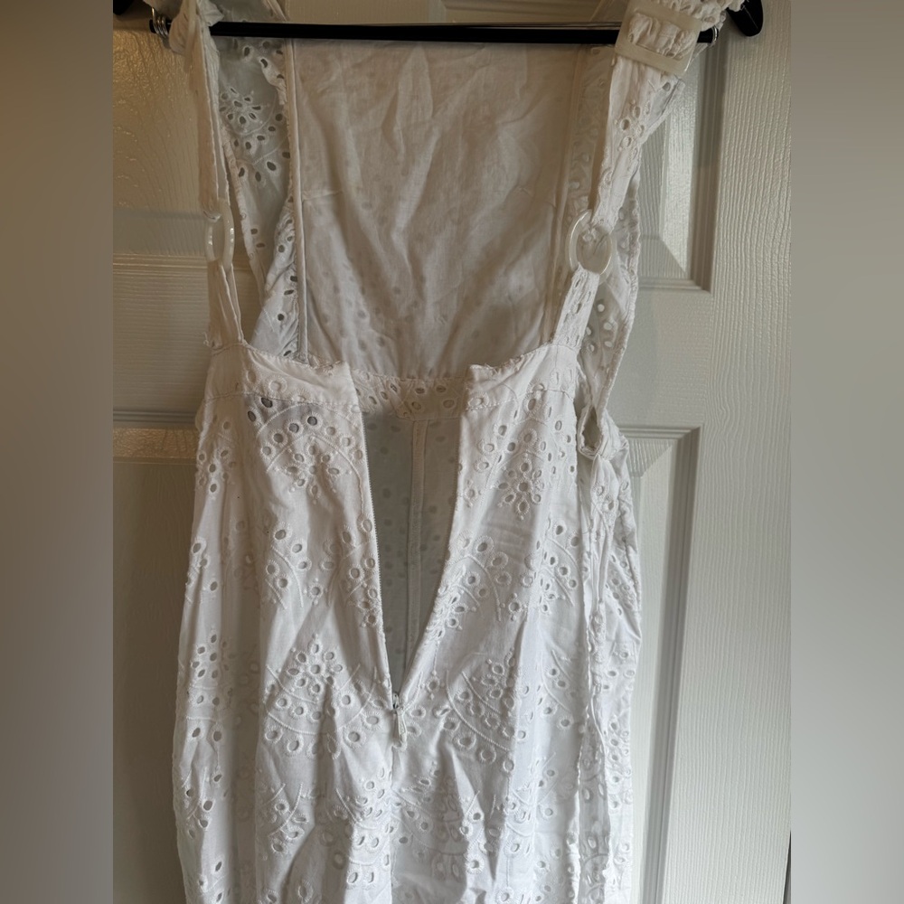 New topshop white embroidered ruffle jumpsuit